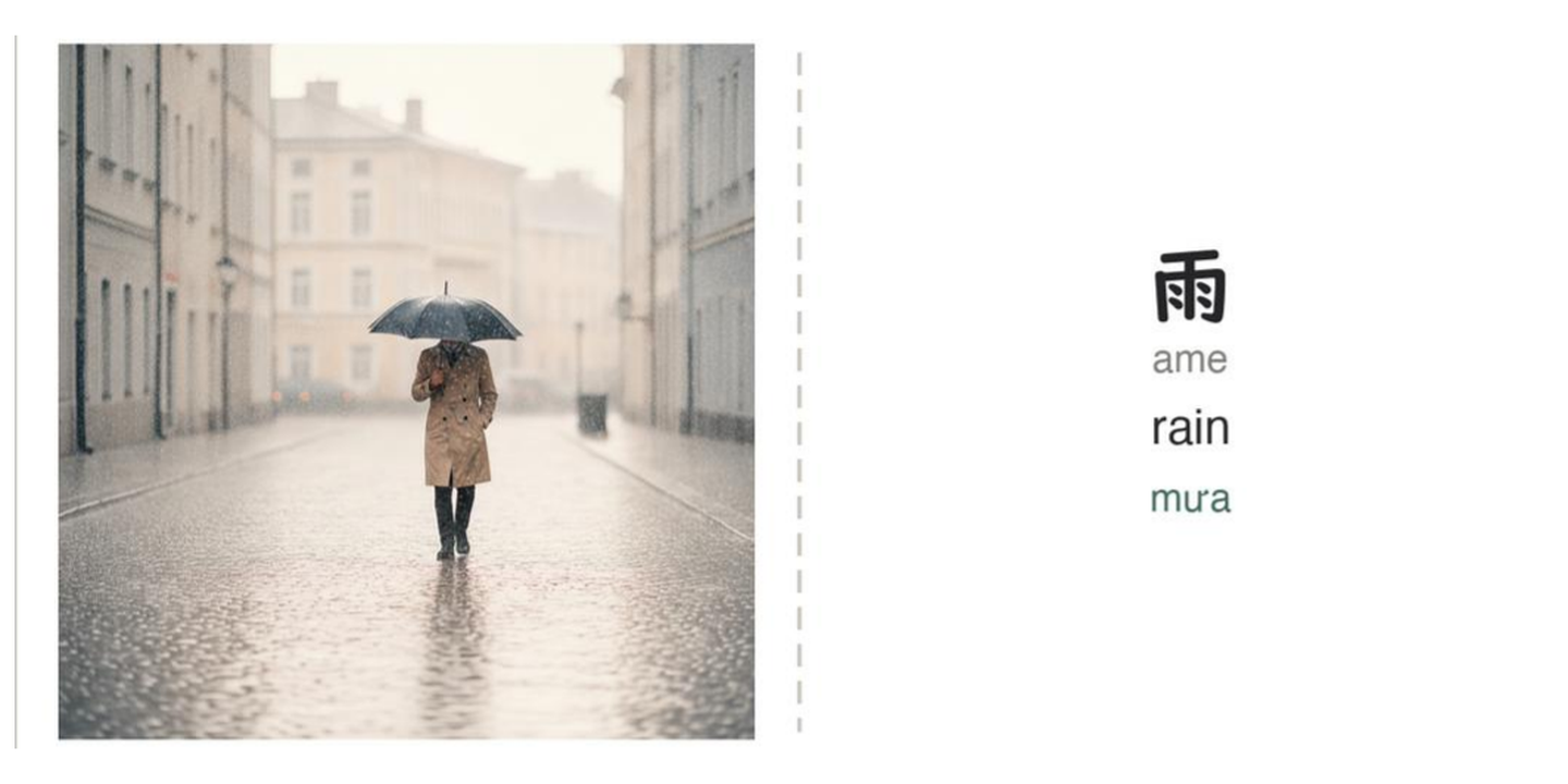 A photo flashcard from Lessons 21–30